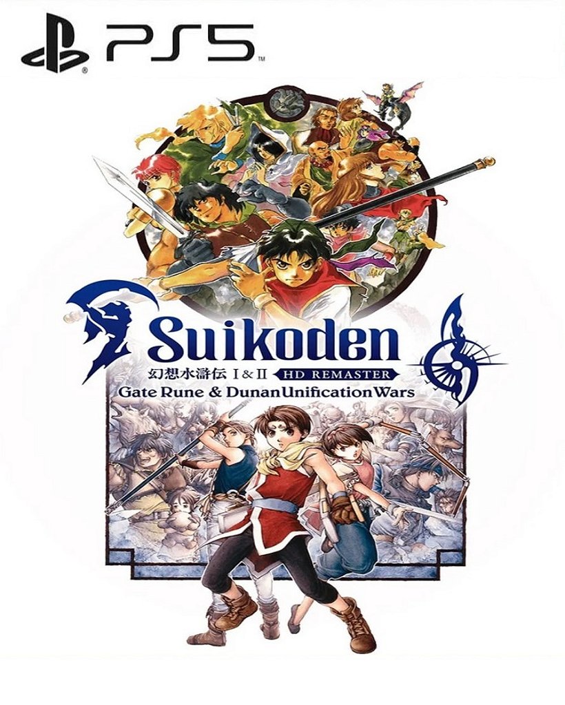 Suikoden 1 e 2 HD Remaster Gate Rune and Dunan Unification Wars PS5 Mídia Digital