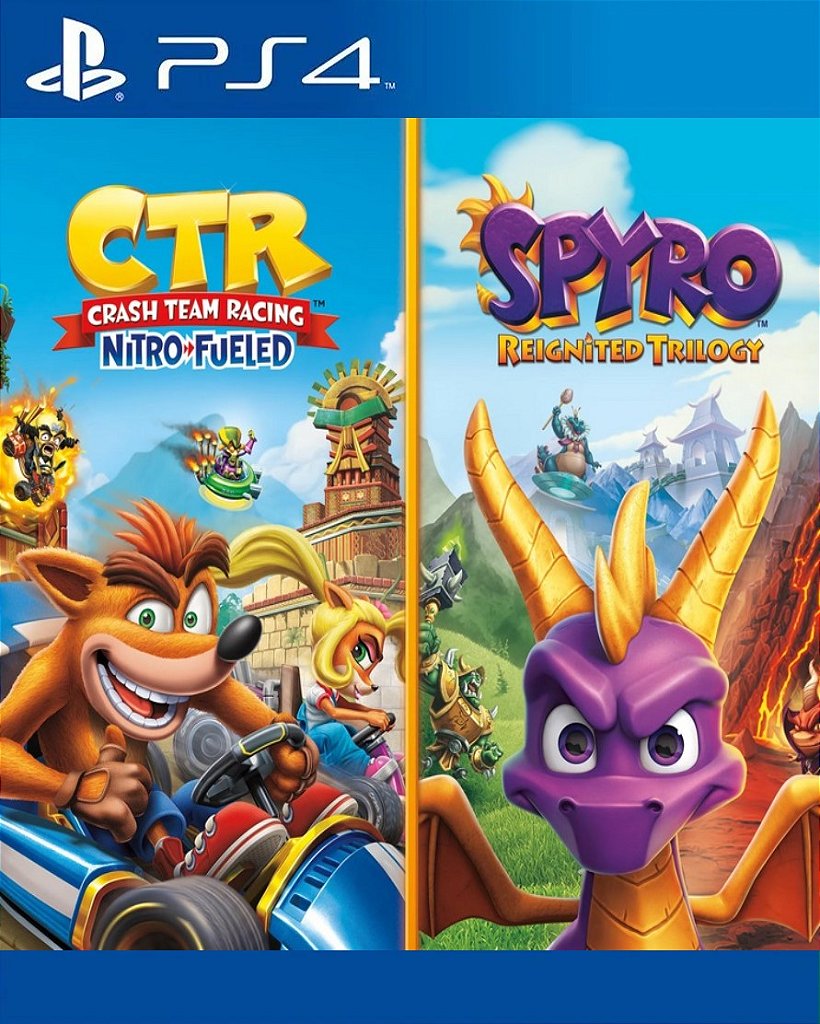 Pacote de Jogos Crash Team Racing Nitro-Fueled + Spyro Trilogy PS4 Mídia Digital